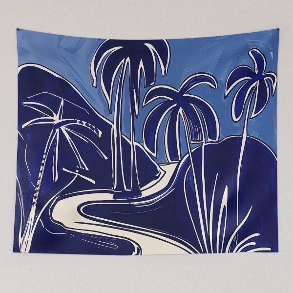 Item preview, Dominican Republic landscape - Blue Abstract Art designed and sold by shadow-bloom.