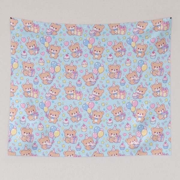 Item preview, Kawaii Birthday Bear Pattern designed and sold by Soft Berry Studio.