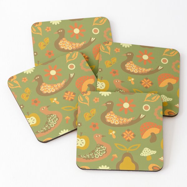Item preview, 70's Groovy Day Birds in Avocado + Goldenrod designed and sold by YesterdayColl.