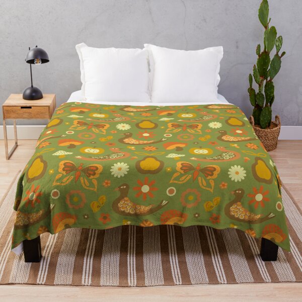 Item preview, 70's Groovy Day Birds in Avocado + Goldenrod designed and sold by YesterdayColl.