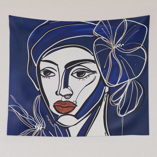Item preview, Dominican woman - Blue Abstract Art designed and sold by shadow-bloom.