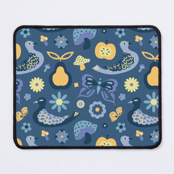 Item preview, 70's Groovy Day Birds in Dusty Blue + Lemon designed and sold by YesterdayColl.