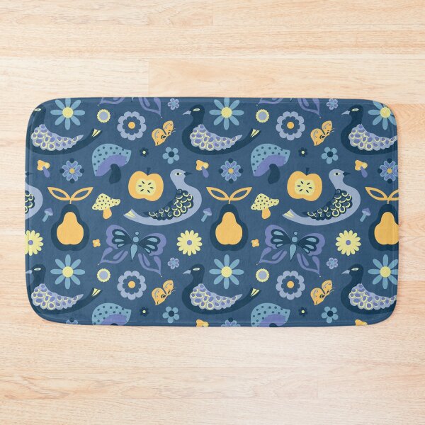 Item preview, 70's Groovy Day Birds in Dusty Blue + Lemon designed and sold by YesterdayColl.