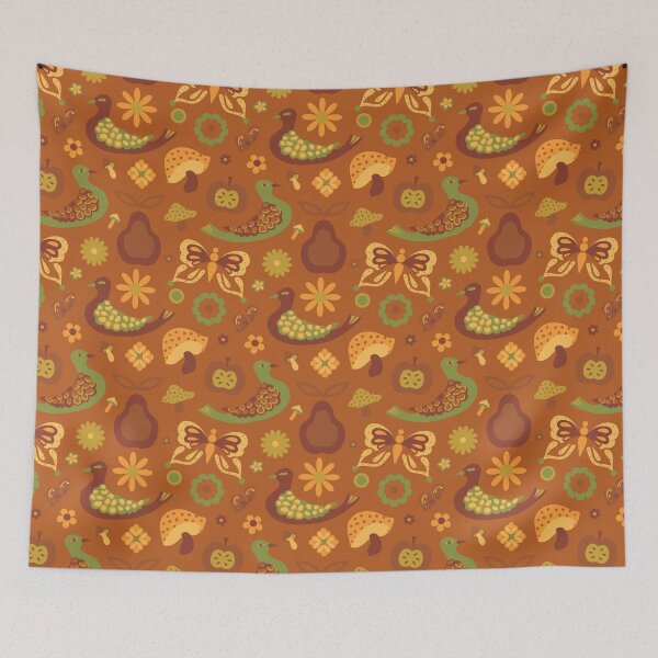 Item preview, 70's Groovy Day Birds in Rust + Avocado designed and sold by YesterdayColl.