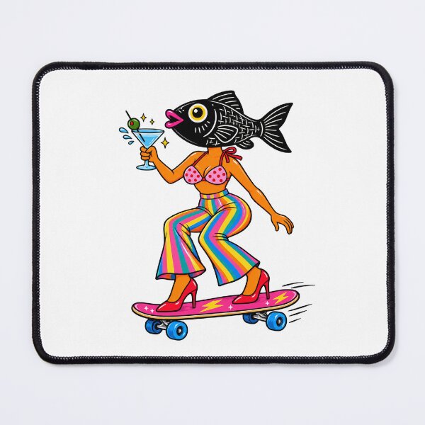 Item preview, Skater Fish Girl – Surreal Retro Pop Art designed and sold by SupplyCode.