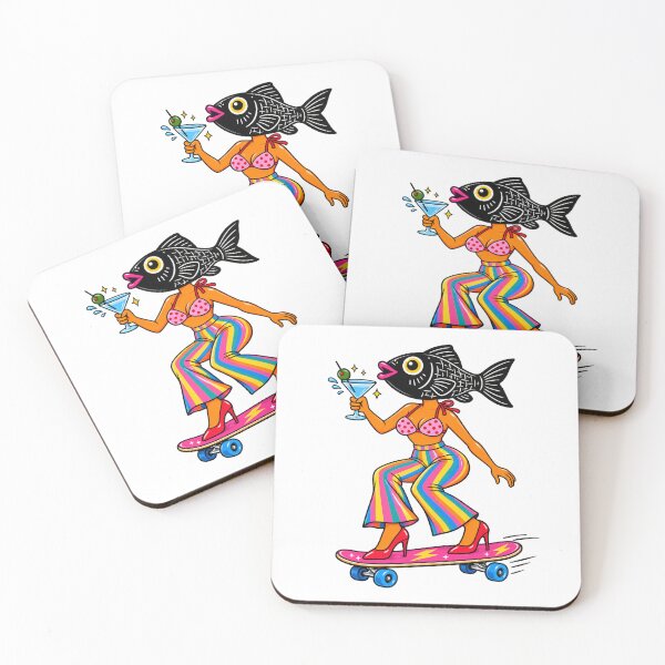 Item preview, Skater Fish Girl – Surreal Retro Pop Art designed and sold by SupplyCode.