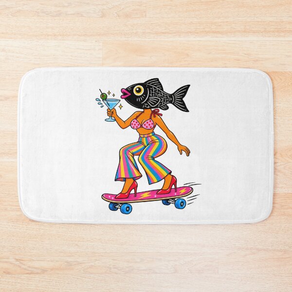 Item preview, Skater Fish Girl – Surreal Retro Pop Art designed and sold by SupplyCode.