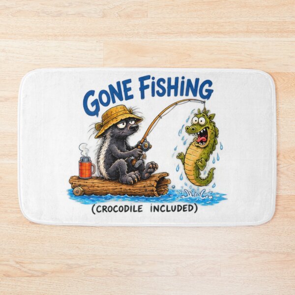 Item preview, Gone Fishing Crocodile Included Honey Badger designed and sold by paintingnou.