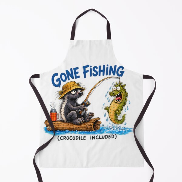 Item preview, Gone Fishing Crocodile Included Honey Badger designed and sold by paintingnou.