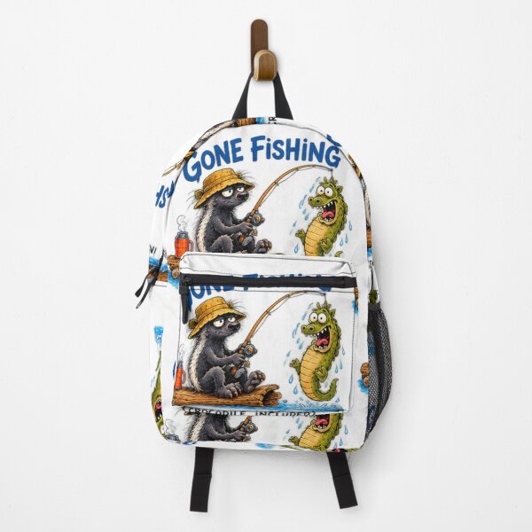 Item preview, Gone Fishing Crocodile Included Honey Badger designed and sold by paintingnou.