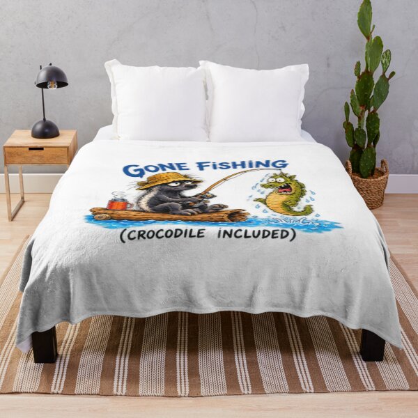 Item preview, Gone Fishing Crocodile Included Honey Badger designed and sold by paintingnou.