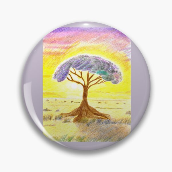 Item preview, Golden Tree At Sunset - Colorful Nature Landscape Art  designed and sold by Julia N.