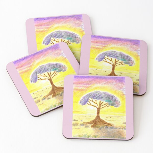 Item preview, Golden Tree At Sunset - Colorful Nature Landscape Art  designed and sold by Julia N.