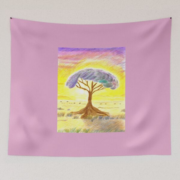 Item preview, Golden Tree At Sunset - Colorful Nature Landscape Art  designed and sold by Julia N.