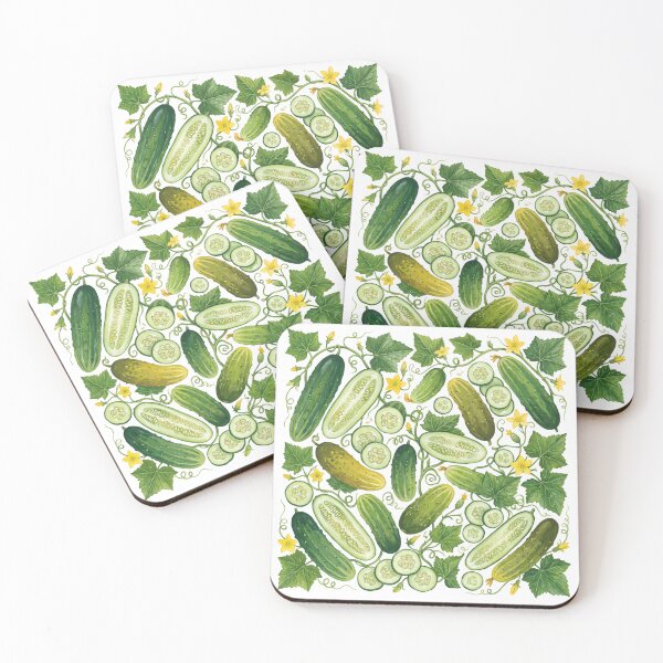 Item preview, Cucumber Harvest Watercolor Pattern | Botanical Cucumbers & Garden Vines designed and sold by HelgaCraftery.