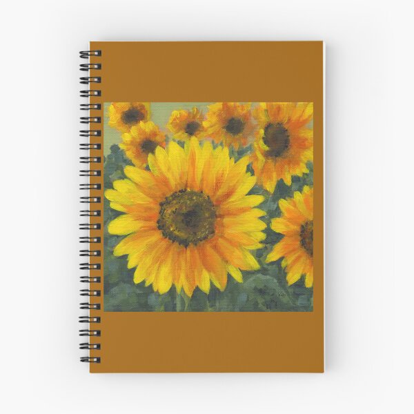 Item preview, Field full of bright sunflowers, three acrylic paintings designed and sold by KarenKaspar.