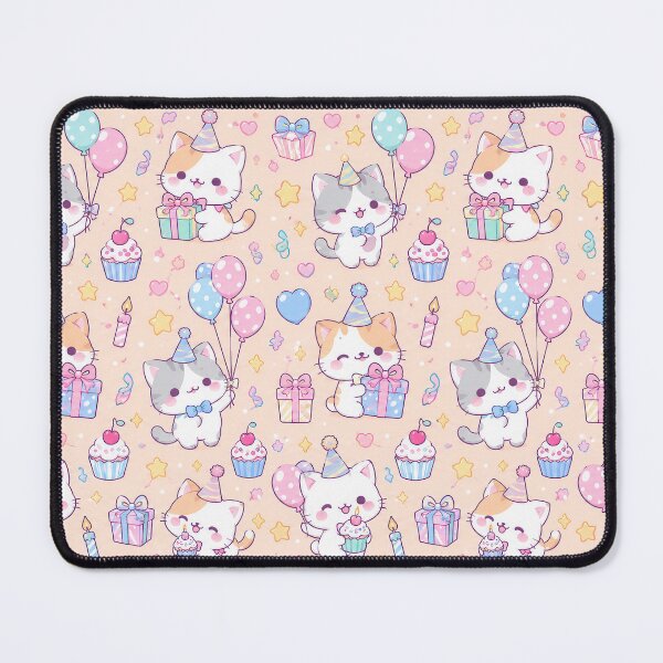 Item preview, Kawaii Birthday Cat Pattern designed and sold by Soft Berry Studio.