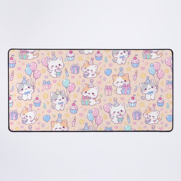 Item preview, Kawaii Birthday Cat Pattern designed and sold by Soft Berry Studio.