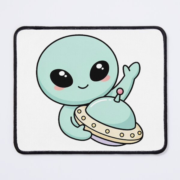 Item preview, Cute Kawaii Alien Waving with UFO designed and sold by Rariks.