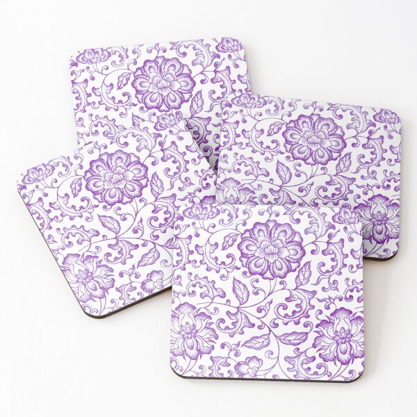 Item preview, Purple Chinoiserie Peony Porcelain Pattern designed and sold by Fani*.