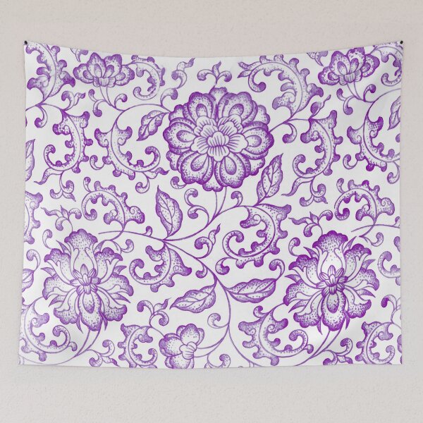Item preview, Purple Chinoiserie Peony Porcelain Pattern designed and sold by Fani*.