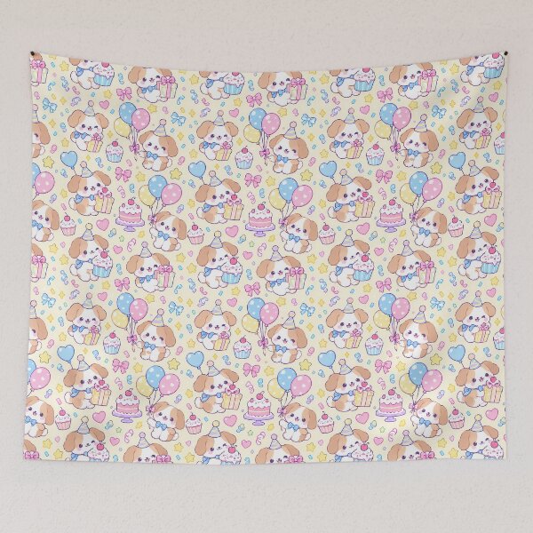 Item preview, Kawaii Birthday Puppy Pattern designed and sold by Soft Berry Studio.