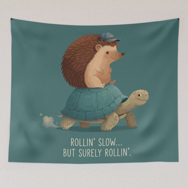 Item preview, Cute Hedgehog Riding Turtle designed and sold by Amir Faysal.
