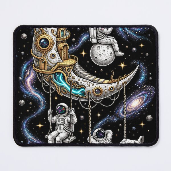 Item preview, Astronaut Swing Crescent Moon Space Dream designed and sold by TamagotchiArt.