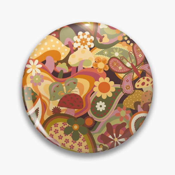Item preview, Psychedelic Mushroom Daisy Paisley in 70's Earthtone designed and sold by YesterdayColl.