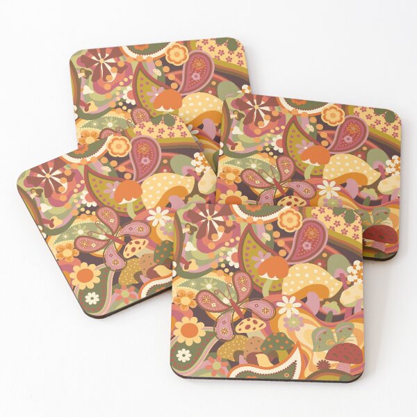 Item preview, Psychedelic Mushroom Daisy Paisley in 70's Earthtone designed and sold by YesterdayColl.