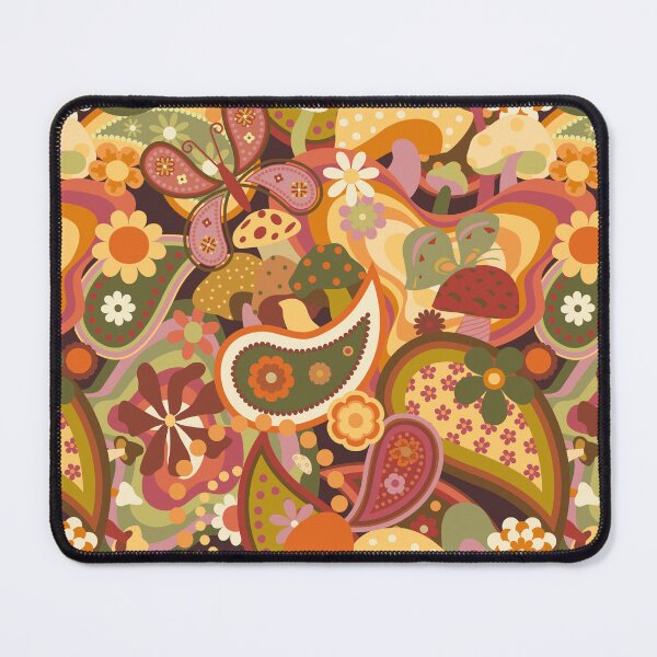 Item preview, Psychedelic Mushroom Daisy Paisley in 70's Earthtone designed and sold by YesterdayColl.