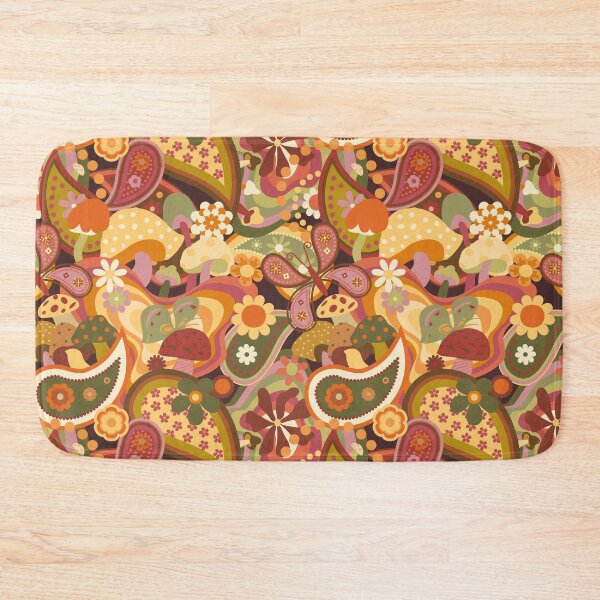 Item preview, Psychedelic Mushroom Daisy Paisley in 70's Earthtone designed and sold by YesterdayColl.