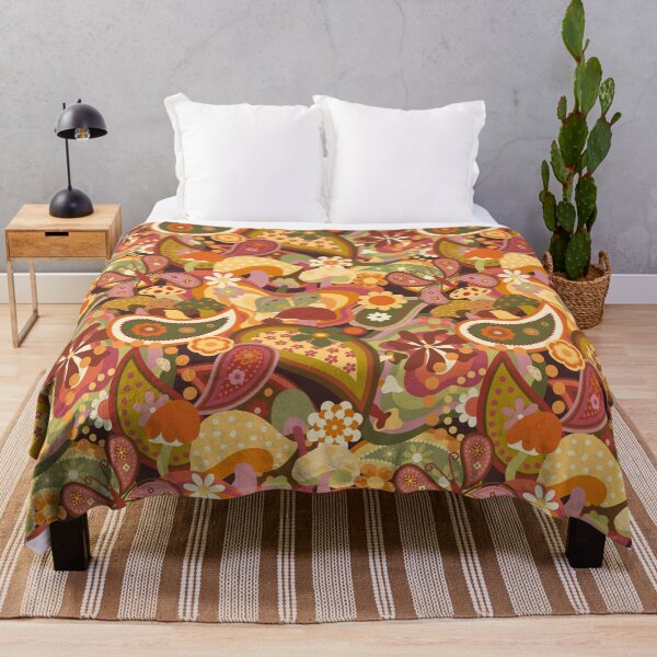 Item preview, Psychedelic Mushroom Daisy Paisley in 70's Earthtone designed and sold by YesterdayColl.
