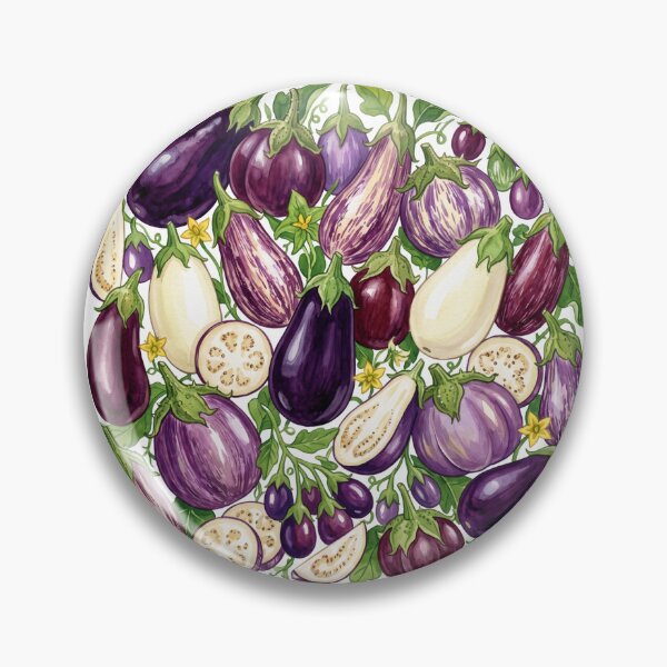 Item preview, Eggplant Harvest Watercolor Pattern | Botanical Aubergines & Garden Vegetables designed and sold by HelgaCraftery.