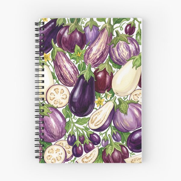 Item preview, Eggplant Harvest Watercolor Pattern | Botanical Aubergines & Garden Vegetables designed and sold by HelgaCraftery.