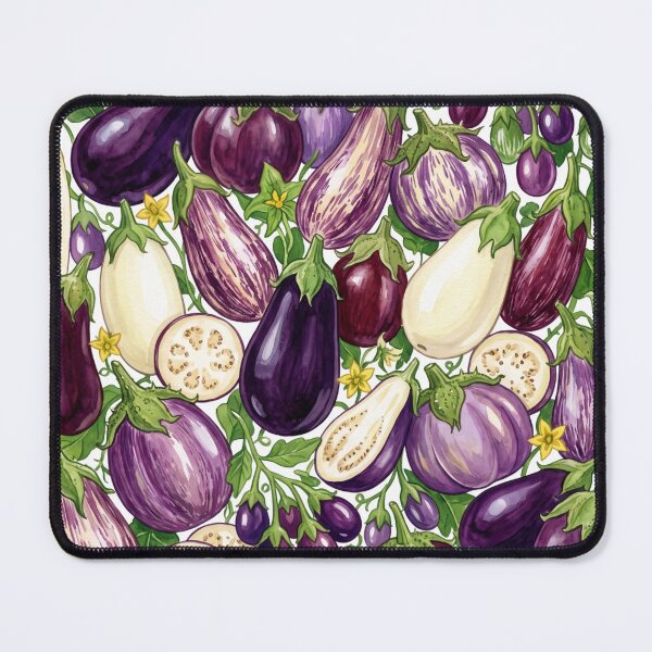 Item preview, Eggplant Harvest Watercolor Pattern | Botanical Aubergines & Garden Vegetables designed and sold by HelgaCraftery.