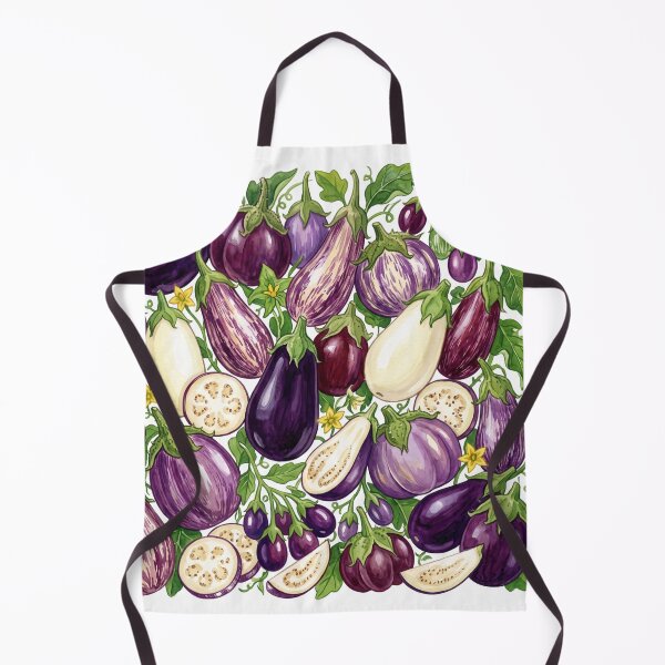 Item preview, Eggplant Harvest Watercolor Pattern | Botanical Aubergines & Garden Vegetables designed and sold by HelgaCraftery.
