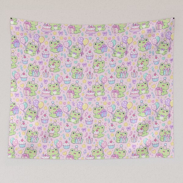 Item preview, Kawaii Birthday Frog Pattern designed and sold by Soft Berry Studio.