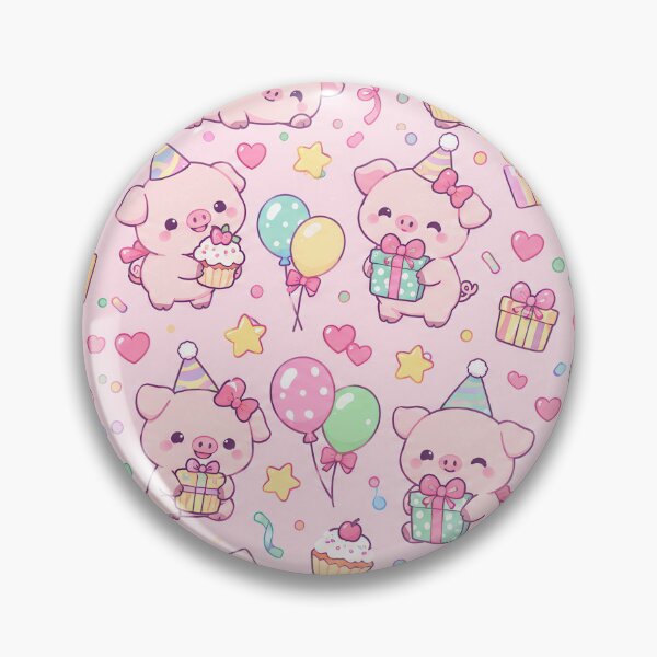 Item preview, Kawaii Birthday Piglet Pattern designed and sold by Soft Berry Studio.