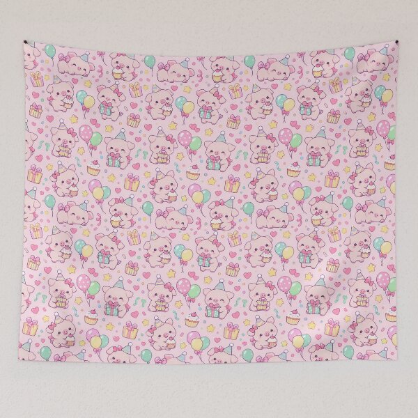 Item preview, Kawaii Birthday Piglet Pattern designed and sold by Soft Berry Studio.