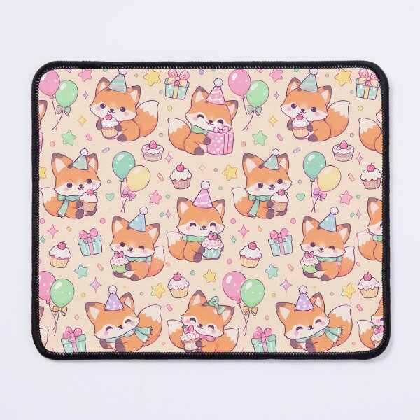 Item preview, Kawaii Birthday Fox Pattern designed and sold by Soft Berry Studio.