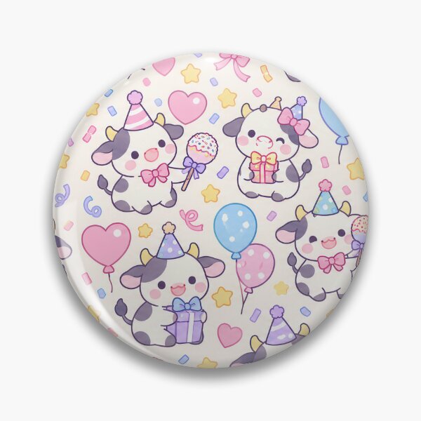 Item preview, Kawaii Birthday Cow Pattern designed and sold by Soft Berry Studio.