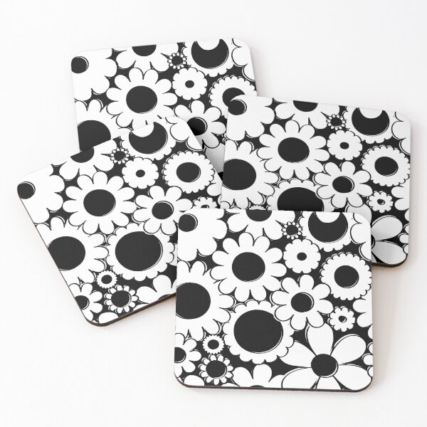 Item preview, Groovy Daisy Floral in Black + White designed and sold by YesterdayColl.