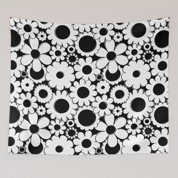 Item preview, Groovy Daisy Floral in Black + White designed and sold by YesterdayColl.