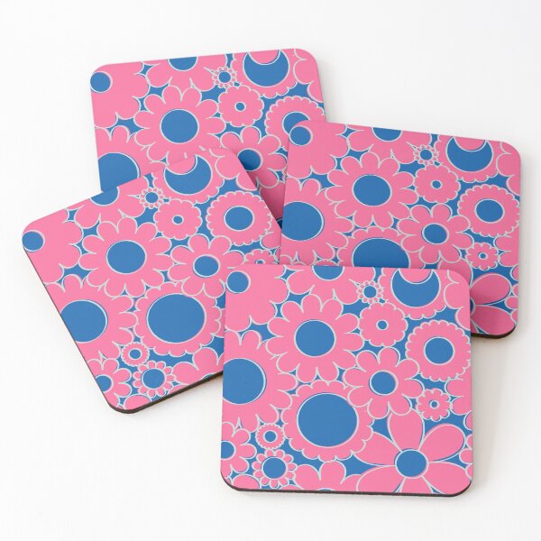 Item preview, Groovy Daisy Floral in Neon Blue + Pink designed and sold by YesterdayColl.