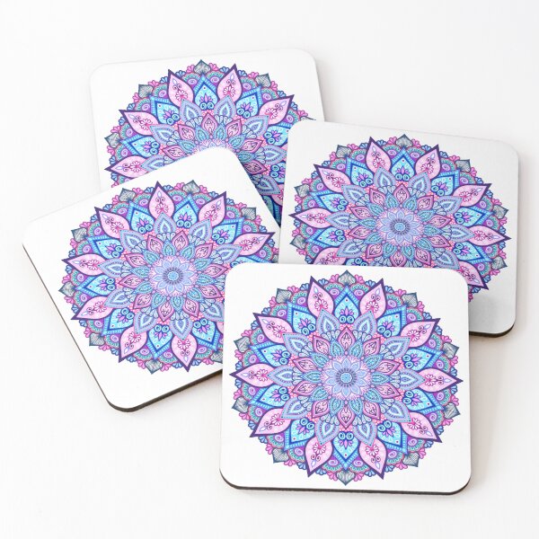 Item preview, Vibrant Pink Purple Blue Floral Round Mandala designed and sold by FioreDiCiliegio.
