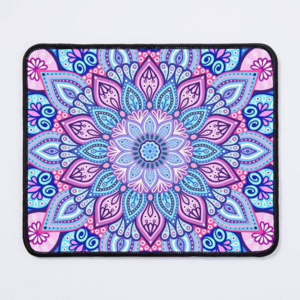 Item preview, Vibrant Pink Purple Blue Floral Round Mandala designed and sold by FioreDiCiliegio.