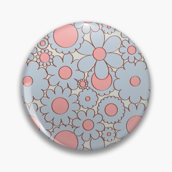 Item preview, Groovy Daisy Floral in Baby Blue + Pink designed and sold by YesterdayColl.