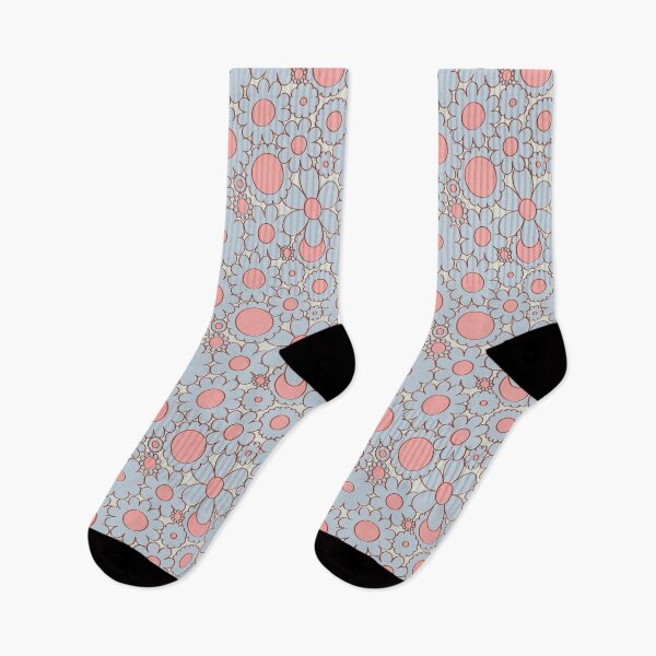 Item preview, Groovy Daisy Floral in Baby Blue + Pink designed and sold by YesterdayColl.