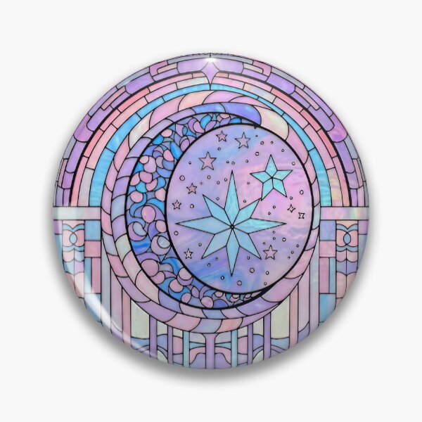 Item preview, Stained Glass with Moon and Stars designed and sold by LaRoach Digital Arts.